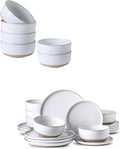 Hasense white cereal soup bowls and white dinnerware sets for 6 bundle