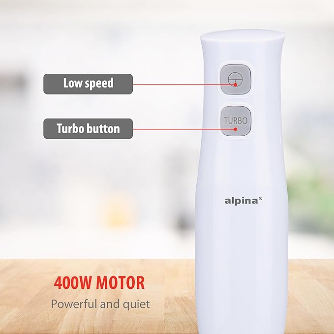 Alpina Hand Blender with Accessories Mini Chopper Blender Arm Blender Multifunction 400W White
