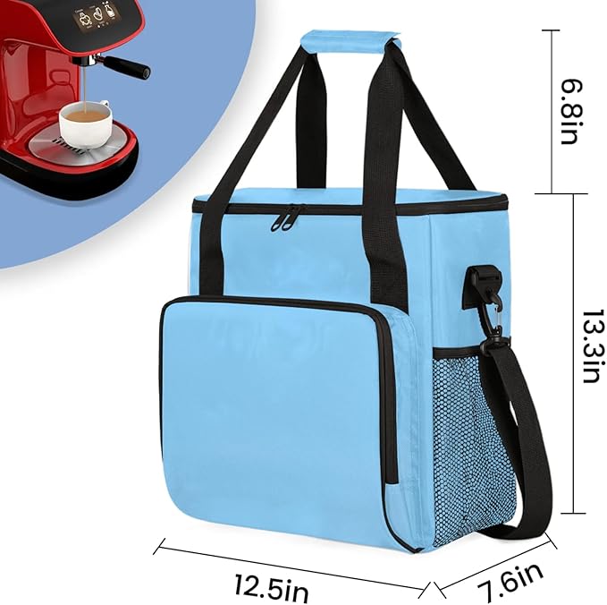Lightskyblue Coffee Maker Carrying Bag Waterproof Insulated Leakproof Cooler Bag Portable Storage Tote Bag Organizer With Shoulder Strap
