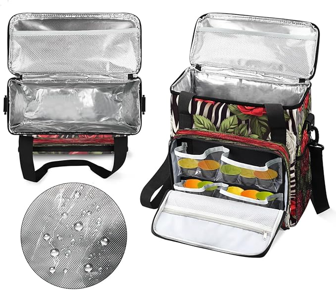 Zebra Print Roses Coffee Maker Travel Bag for K-Mini or K-Mini Plus Single Serve Coffee Brewer Portable Storage Tote Case for Tarvel