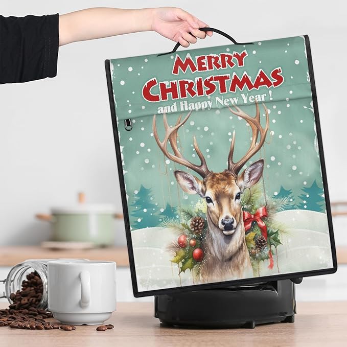 cfpolar Kitchen Aid Mixer Cover Compatible with 6-8 Quarts Christmas Animal Elk Holly Stand Mixer Cover Kitchen Aid Mixers Accessories Appliance Organizer Bag Dust Covers with Zipper Pocket