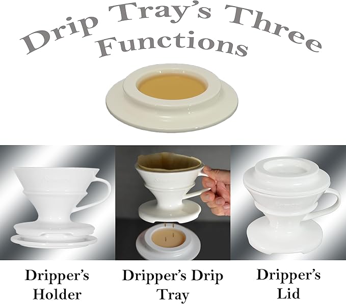 Pour over Coffee Dripper Set V Shape Size 2 Fine Ceramic Dripper + Drip Tray