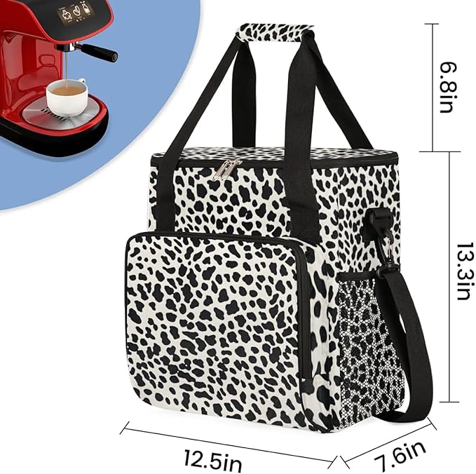 Coffee Maker Carrying Bag Leopard Pattern Single Cup Coffee Maker Travel Bag Compatible with Keurig K-Mini or K-Mini Plus Portable Storage Bag with Shoulder StrapAZ-203