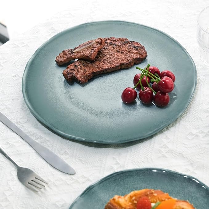 Missyip Melamine Dinnerware Set Indoor and Outdoor Use Plates and Bowls Sets Durable 12 Pcs Dishes Sets for 4 BPA Free Dishwasher Safe Not Microwave Not Oven