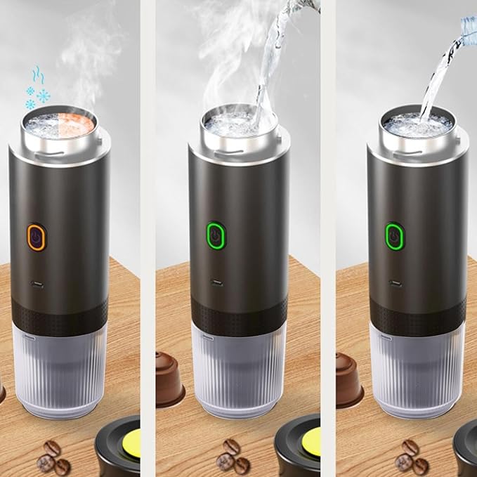 Yunir Portable Electric Espresso Machine 15Bar Rechargeable 2 in 1 Multi Function Electric Coffee Machine One Key Extraction Compatible with NS Capsules for Camping Travel Home