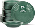 Stone Lain Orbit 24-Piece Dinnerware Set Stoneware Plates and Bowls Set Pasta Bowls Microwave and Dishwasher Safe Dish Set for 8 Green