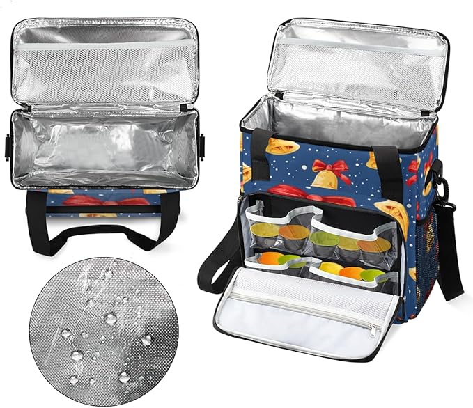 Christmas Bell Coffee Maker Carrying Bag Portable Travel Storage Tote Bag Compatible with K-Mini or K-Mini Plus Single Serve Coffee Brewer Carrying Case with Multiple Pockets &amp Shoulder Strap