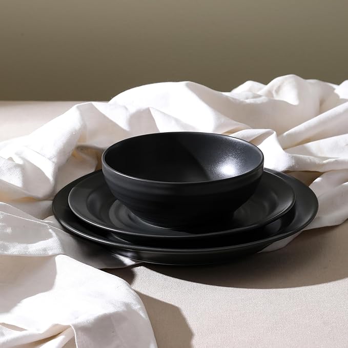 Stone Lain Orbit 12-Piece Dinnerware Set Stoneware Charcoal