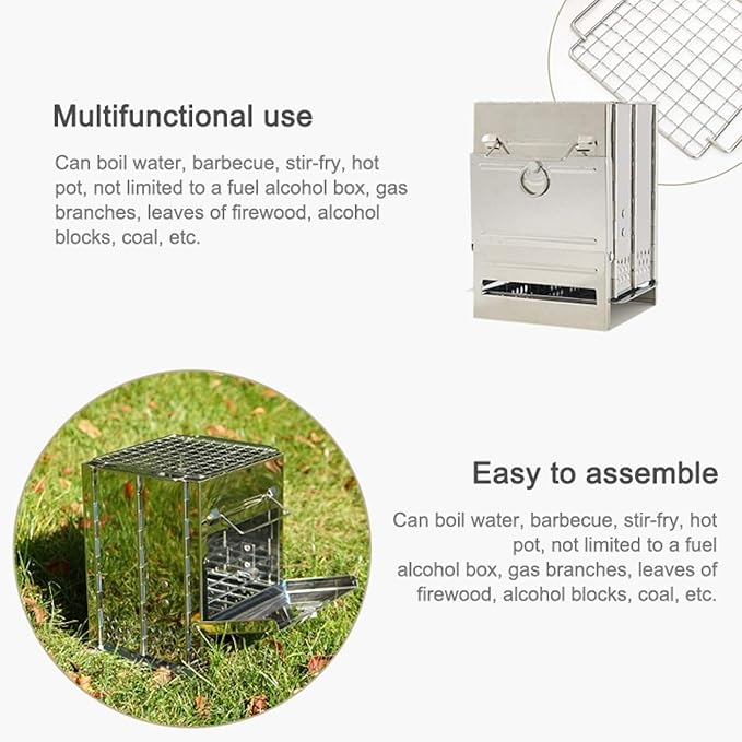 Stainless Steel Integrated Outdoor Folding Grill Charcoal Stove Cookware Set Cookware Picnic Boiler Cookware