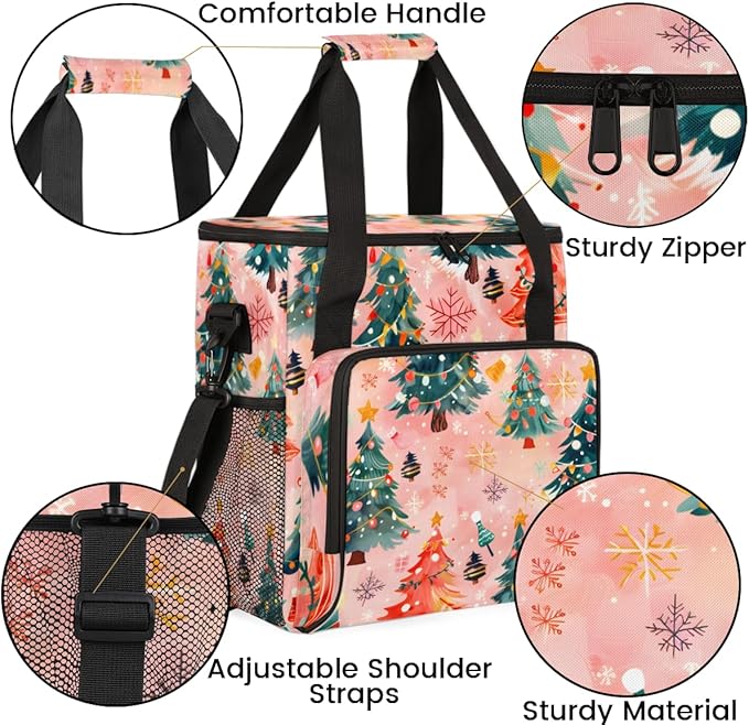 Cute Tree Coffee Maker Carrying Bag Christmas Festivals Travel Storage Bag Compatible with K-Mini or K-Mini Plus Single Serve Coffee Brewer Carrying Case with Multiple Pockets &amp Shoulder Strap