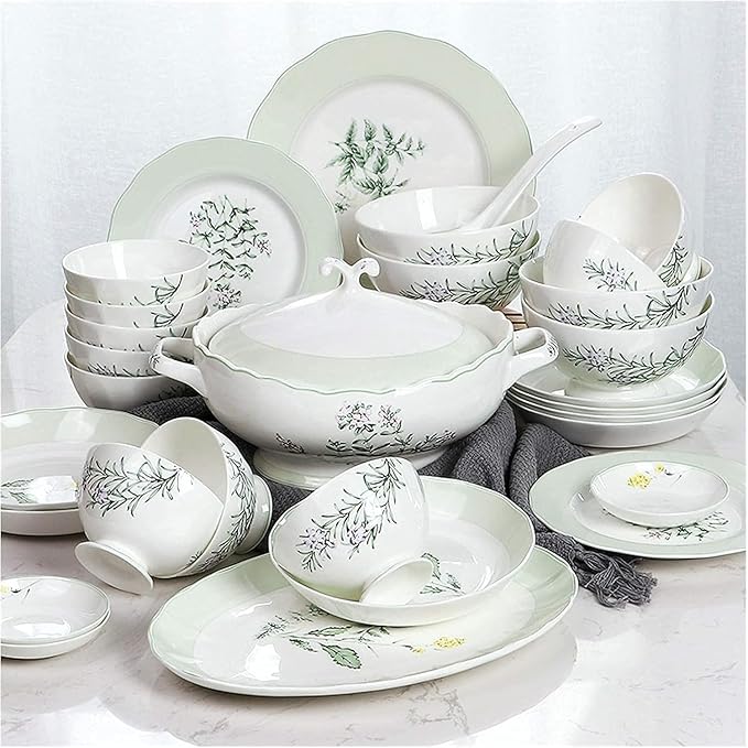 Dinnerware Set Dinnerware Sets 30 Pieces Of Household Porcelain Dinnerware Set Creative Lotus Shaped Plates And Bowls Sets Elegant Pastoral Style
