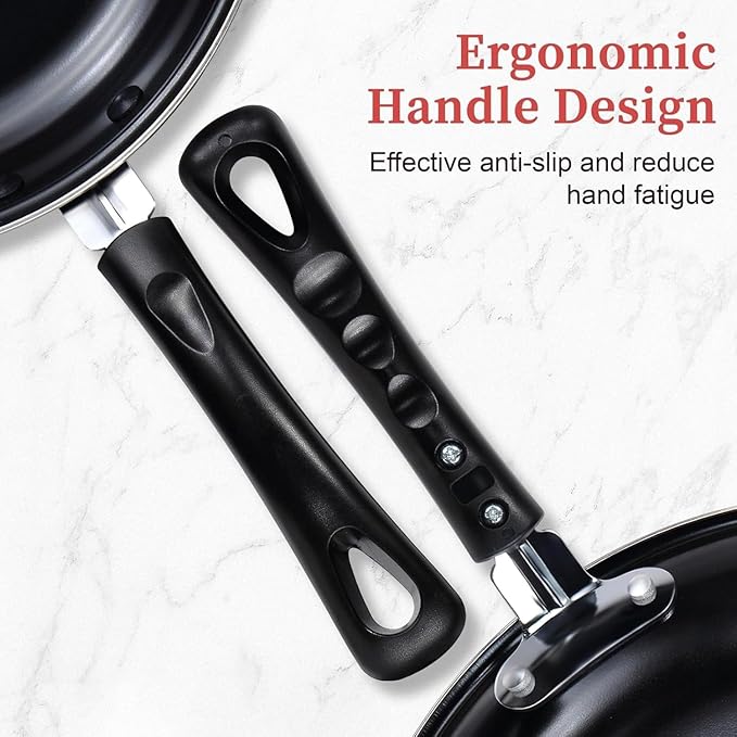 Nonstick Frying Pan Set - Iron Frying Pan 3-Piece Set (8 10 12) + 2 Silicone Spatulas With Premium Nonstick Coating Up to 450°F Skillet Suitable for Induction Gas &amp More