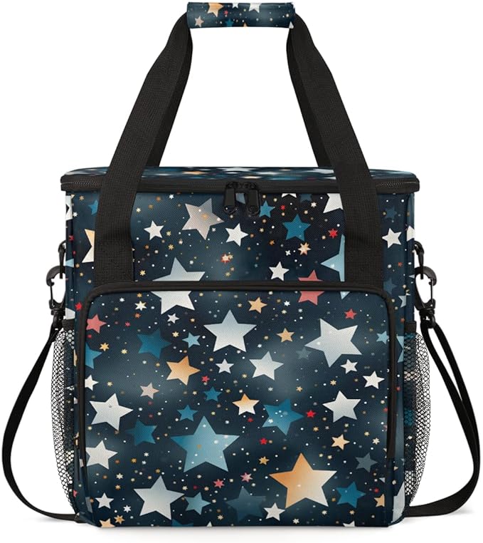 Glitter Coloful Star Coffee Maker Carrying Bag Portable Travel Storage Tote Bag Compatible with K-Mini or K-Mini Plus Single Serve Coffee Brewer Carrying Case with Multiple Pockets &amp Shoulder St