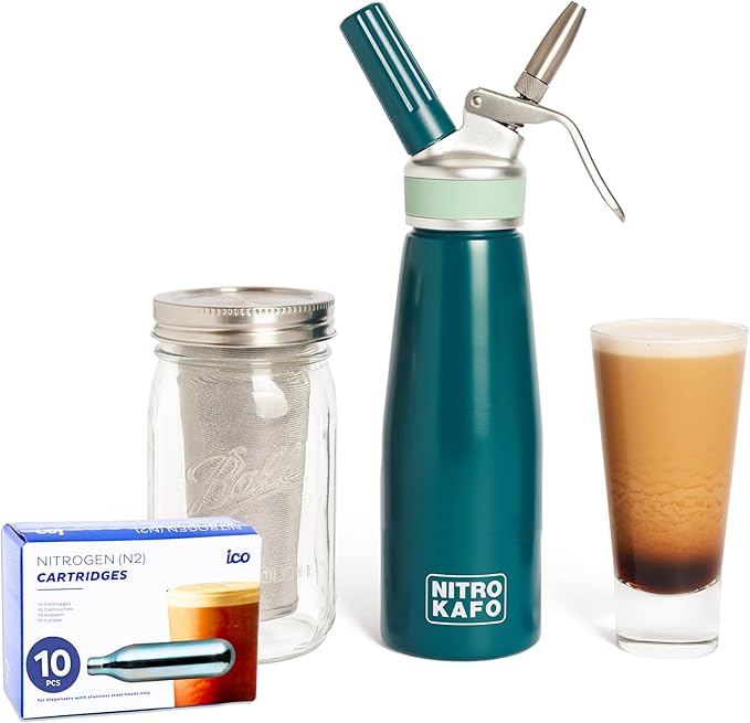 1L Nitro Coffee Maker Aluminum Nitro Cold Brew Coffee Maker with Special Nitro Diffuser Nozzle &amp Cold Brew Maker for Making Nitro Cold Brew 1 Quart/1L Includes (10) Nitro Cartridges