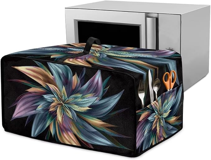 Toaster Oven Heat-Resistant Modern Toaster Oven Heavy Duty Dust-proof Microwave Cover with Storage Side Pockets Protects from Appliances Spills Stain Floral Pattern