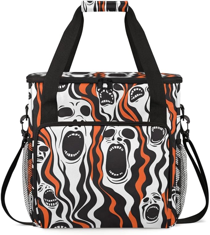 Fantastic Spooky Ghosts Coffee Maker Carrying Bag Travel Storage Bag Compatible with K-Mini or K-Mini Plus Single Serve Coffee Brewer Carrying Case with Multiple Pockets &amp Shoulder Strap