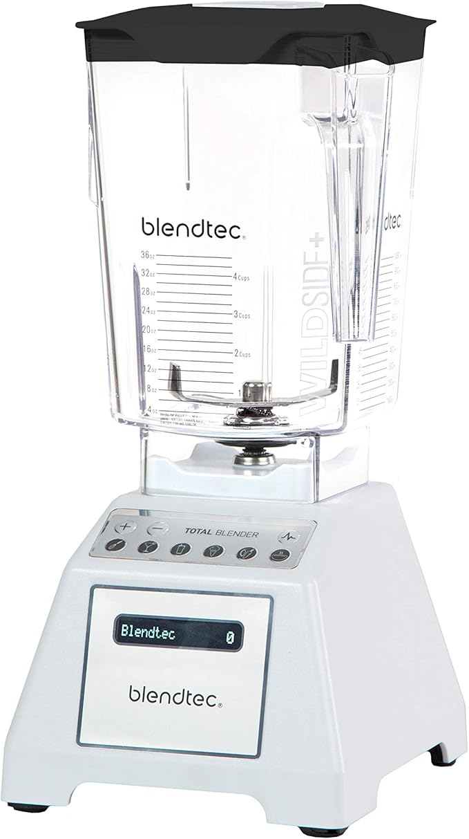 Blendtec Total Classic Original Blender-WildSide+ Jar (90 oz) Professional-Grade Power-6 Pre-programmed Cycles-10-speeds White (TB-611-25)