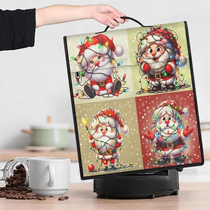 Kitchen Aid Mixer Cover Christmas Funny Santa Claus Stand Mixer Cover Compatible with 6-8 Quarts Stand Mixers Dust Covers with Zipper Pocket Foldable Washable Kitchen Aid Organizer Bag