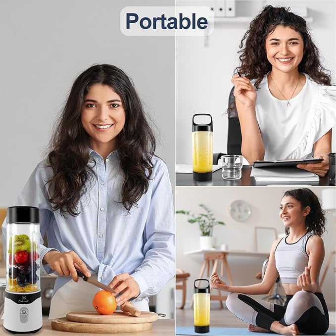 COKUNST 18oz Portable Blender USB Rechargeable Personal Size Blenders Smoothie Blender with 6 Blades for Protein &amp Shakes Mini juicer with Extra Handle Lid for Travel Sports Outgoing Matte bla