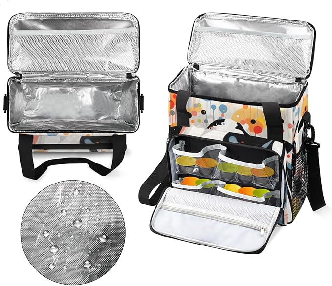 Watercolor Cow Coffee Maker Carrying Bag Colorful Cow Travel Storage Bag Compatible with K-Mini or K-Mini Plus Single Serve Coffee Brewer Carrying Case with Multiple Pockets &amp Shoulder Strap