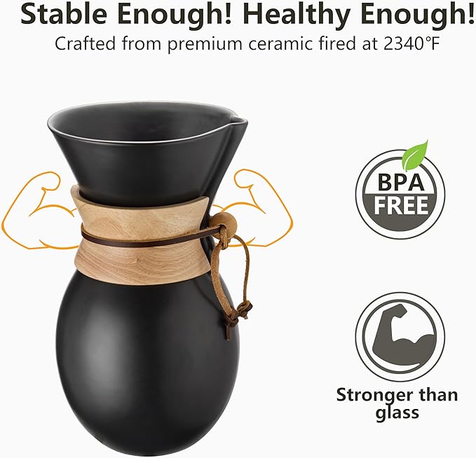 Ceramic Pour Over Coffee Maker with 20 pcs Paper Filter 8-Cup 34oz Pour Over Coffee Dripper