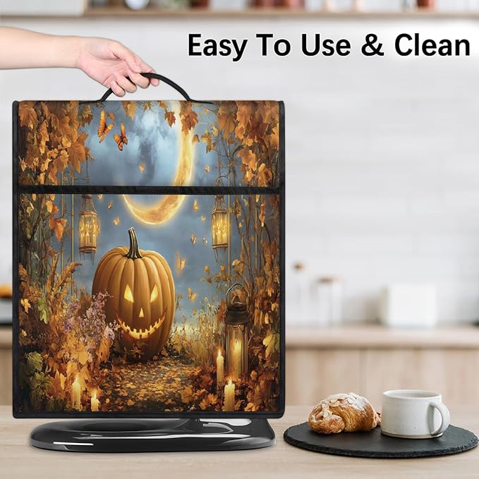 cfpolar Kitchen Aid Mixer Cover Compatible with 6-8 Quarts Fall Pumpkin Maple Leaves Stand Mixer Cover Kitchen Aid Mixers Accessories Appliance Organizer Bag Dust Covers with Zipper Pocket