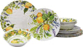 Lemon Zest 12-Piece Melamine Dinnerware Set Service for 4 – Unbreakable Outdoor Plates &amp Bowls for Patio Dining Summer BBQs Poolside Meals Picnics Everyday Family Use &amp Entertaining
