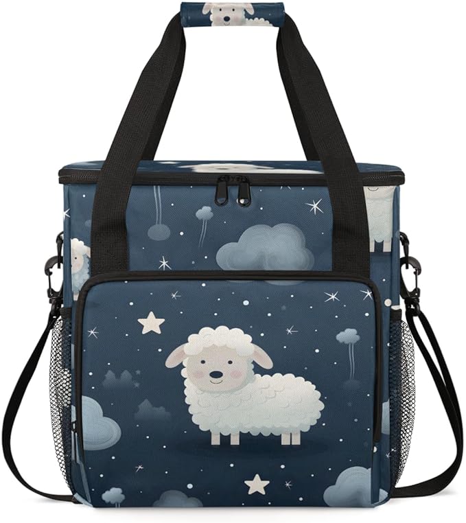 Sheep Night Star Coffee Maker Carrying Bag Portable Travel Storage Tote Bag Compatible with K-Mini or K-Mini Plus Single Serve Coffee Brewer Carrying Case with Multiple Pockets &amp Shoulder Strap