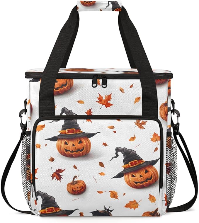 Retro Pumpkin Coffee Maker Carrying Bag Gothic Pumpkin Travel Storage Bag Compatible with K-Mini or K-Mini Plus Single Serve Coffee Brewer Carrying Case with Multiple Pockets &amp Shoulder Strap