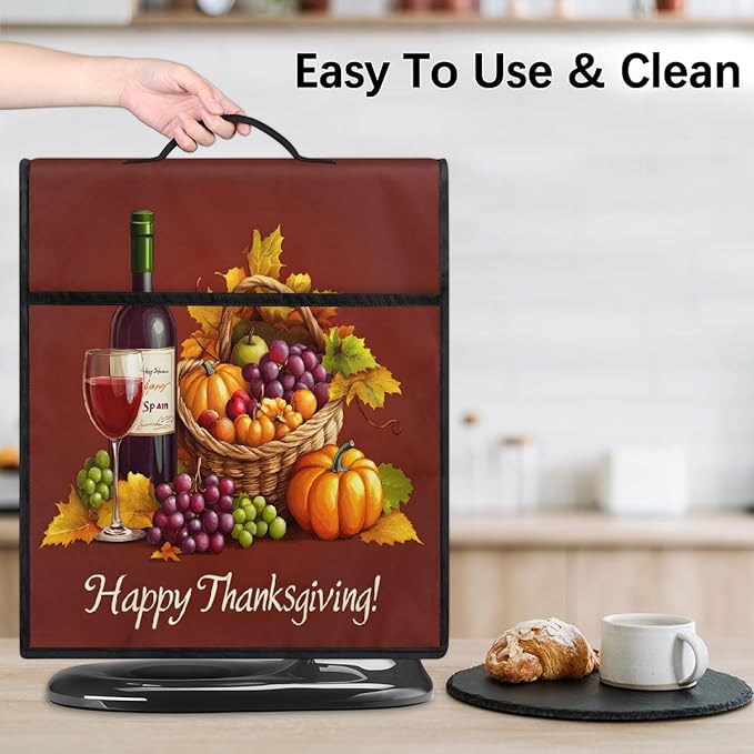 cfpolar Kitchen Aid Mixer Cover Compatible with 6-8 Quarts Thanksgiving Grape Wine Pumpkin Stand Mixer Cover Kitchen Aid Mixers Accessories Appliance Organizer Bag Dust Covers with Zipper Pocket