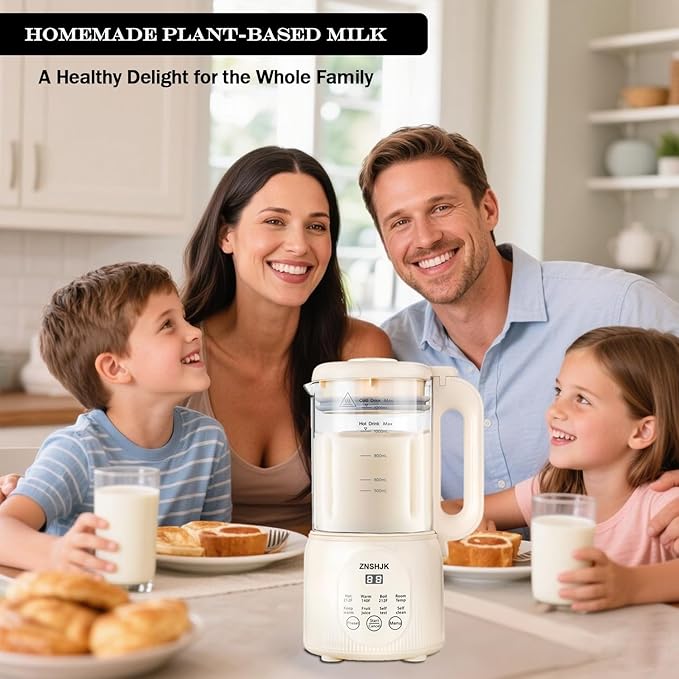 8-in-1 Nut Milk Maker 40oz Automatic Soy Almond &amp Oat Milk Machine for Homemade Plant-Based Drinks with delay start keep warm boil water &amp self-cleaning functions