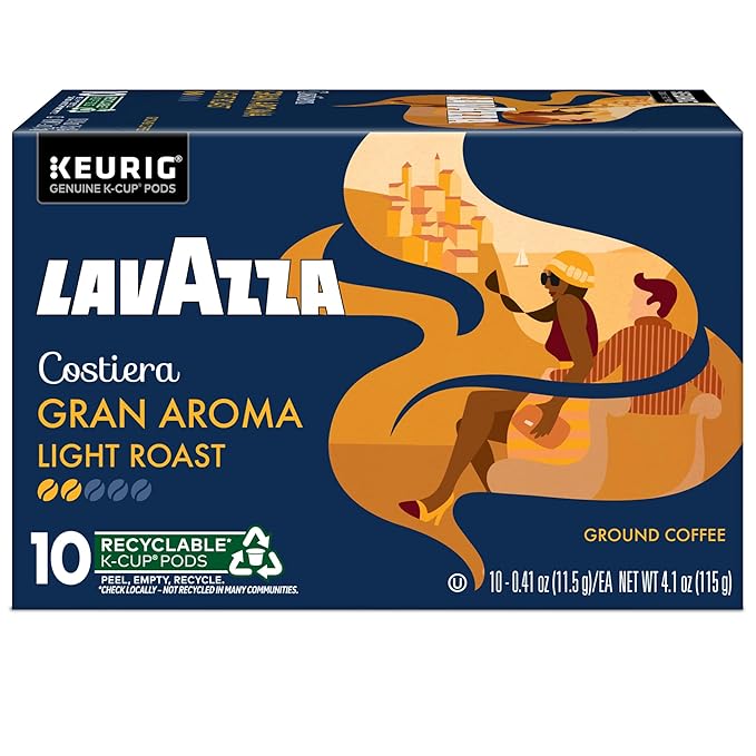 Lavazza Costiera Gran Aroma Single-Serve Keurig K-Cup Pods Light Roast Coffee 60-Count Box (6 Packs of 10)