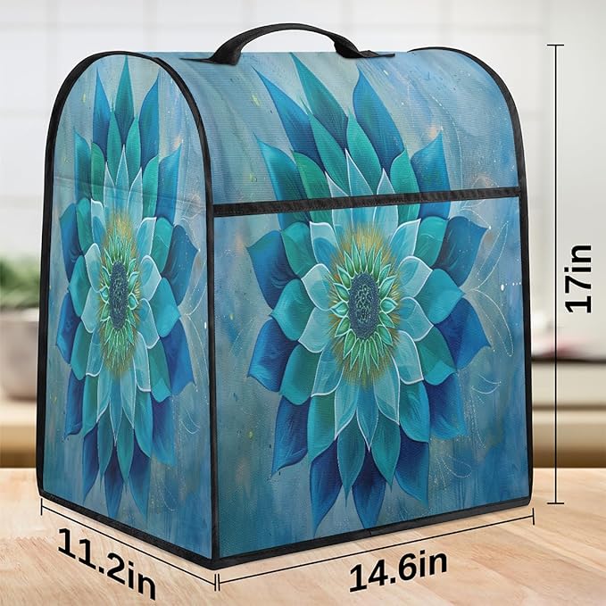 cfpolar Kitchen Aid Mixer Cover Compatible with 6-8 Quarts Turquoise Flowers Stand Mixer Cover Kitchen Aid Mixers Accessories Appliance Organizer Bag Dust Covers with Zipper Pocket