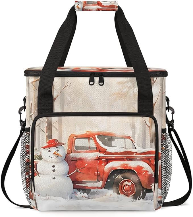 Xmas Snowman Coffee Maker Carrying Bag Christmas Snowman Travel Storage Bag Compatible with K-Mini or K-Mini Plus Single Serve Coffee Brewer Carrying Case with Multiple Pockets &amp Shoulder Strap