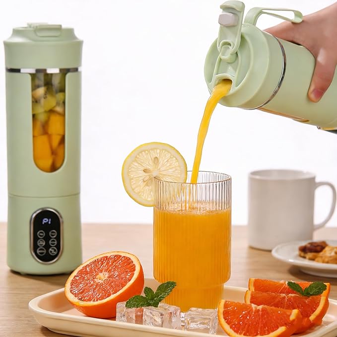 Wireless Portable Blender Personal Juicer 530ml Cordless with 50W Motor for Smoothies &amp Shakes Quick Rinse Mode USB Fast Charging Personal Blender for Travel Home Office (beige)