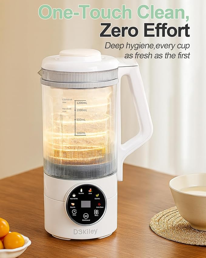 40oz Nut Milk Maker Machine Automatic Plant Milk Maker with 10 Blades No Soaking Needed Smooth Almond Oat Soy Milk &amp Juice 12H Delay Start Auto-Clean Safety Lock