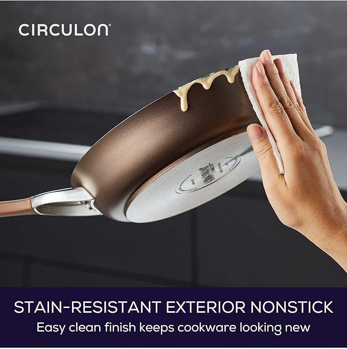 Circulon Symmetry Dishwasher Safe Hard Anodized Nonstick Cookware Pots and Pans Set 11-Piece Chocolate