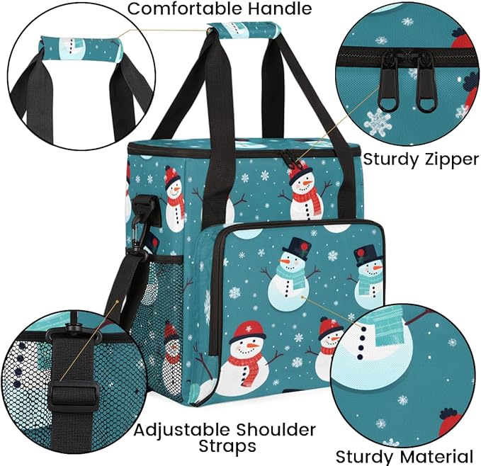 Christmas Snowman Coffee Maker Carrying Bag Cartoon Snowman Travel Storage Bag Compatible with K-Mini or K-Mini Plus Single Serve Coffee Brewer Carrying Case with Multiple Pockets &amp Shoulder Str