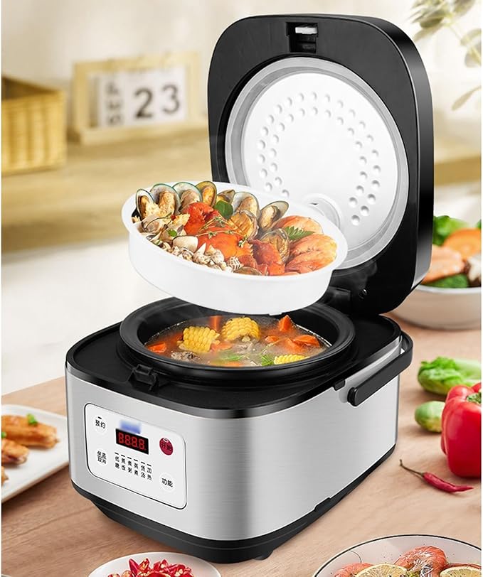 Rice Cookers Household Intelligent Rice Cooker Multifunctional Can Be Booked Steaming Rice Cooker 5L Non-Stick Square Rice Cooker Rice Maker(3L)