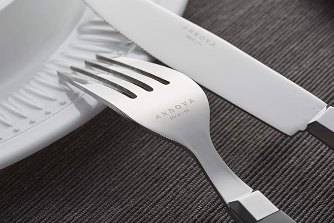 ANNOVA Silverware Set Retro/Rivet Colorful Stainless Steel Tableware Kitchen Flatware Set Utensils Includes Dinner Knives Forks Spoons Salad Forks &amp Dessert Spoons (Cream 20 Pieces)