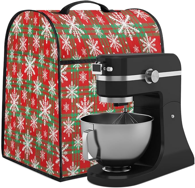 cfpolar Kitchen Aid Mixer Cover Compatible with 6-8 Quarts Xmas Christmas Snowflakes Stand Mixer Cover Kitchen Aid Mixers Accessories Appliance Organizer Bag Dust Covers with Zipper Pocket