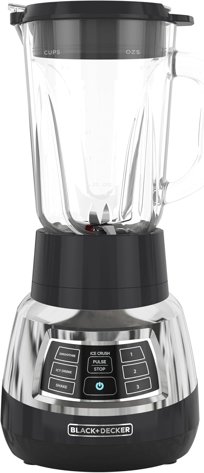 Black+Decker Quiet Blender with 6-Cup Cyclone Glass Jar 3 Speeds + 3 Functions &amp Serrated Blade Technology for Faster Blending Pulse Button and 24-oz Personal Jar 900W