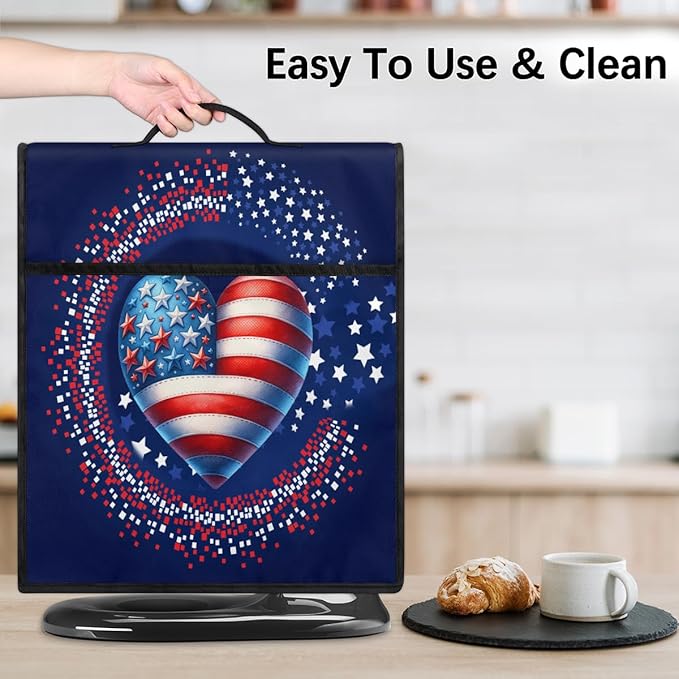 cfpolar Kitchen Aid Mixer Cover Compatible with 6-8 Quarts American Flag Love Heart Stand Mixer Cover Kitchen Aid Mixers Accessories Appliance Organizer Bag Dust Covers with Zipper Pocket