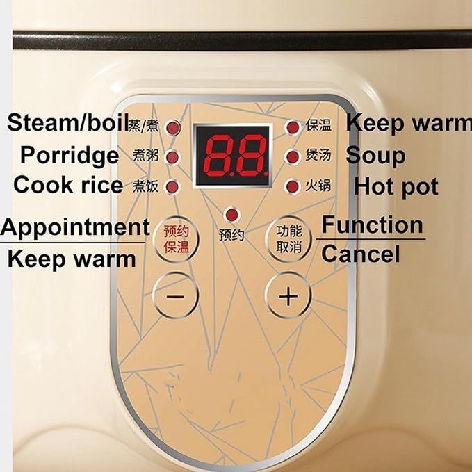 GRFIT Electric Rice Cooker Non-Stick Electric Saute Pot Smart Rice Cooker Soup Pot Cook Noodle Pot 2/3 People Electric Hot Pot (Color : No Steamer White Size : 2L)