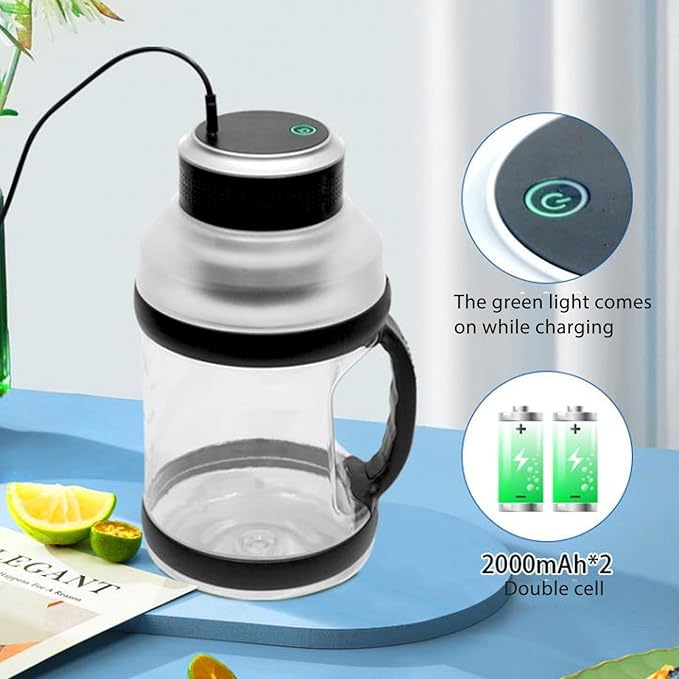 Topyond Portable 2L Sport Blender with 18000rpm Motor 4000mAh Rechargeable Battery USB ChargingDouble Cap Design for Shakes Smoothies JuicesTravel Essential (Black)