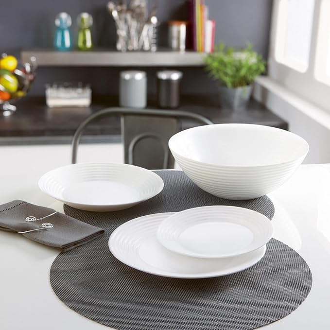 Luminarc Harena Dinnerware Plates and Dishes 19 PIEZAS White