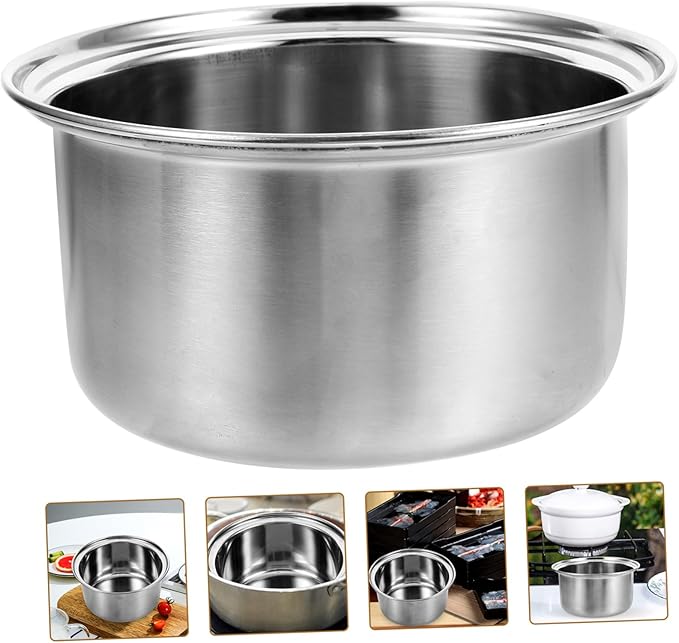 Stainless Steel Soup Hot Pot Inner Stock 6.6 Inch Pot Liner for Induction Cookers Compact Portable Cooking Liner for Soups Stews and Hot