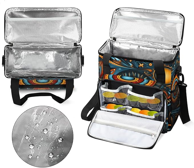 Sun and Moon Coffee Maker Carrying Bag Geometry Aztec Travel Storage Bag Compatible with K-Mini or K-Mini Plus Single Serve Coffee Brewer Carrying Case with Multiple Pockets &amp Shoulder Strap