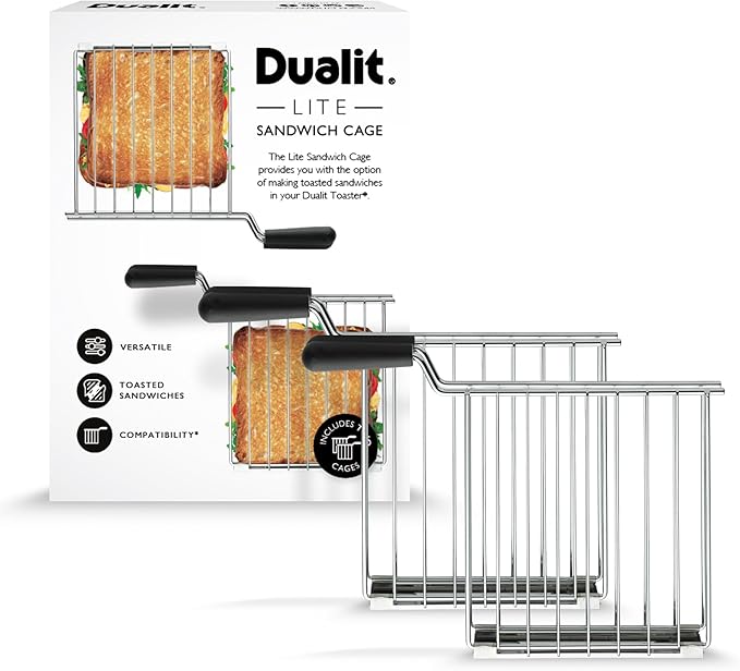 Dualit Design Series Sandwich Cage x 2 for Lite Design Series and Domus Toasters | Make toasted sandwiches in your Toaster | Pack of 2 Sandwiches Cages | Sandwich Cage with Drip Tray