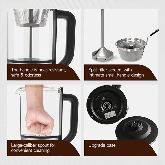 Drip Electric Coffee Maker Electric Kettle Watering Extracts 600 Watts 1.2L BPA-free Tea Free Kettle Coffee Press Glass and Stainless Steel Coffee Maker Tea Kettle